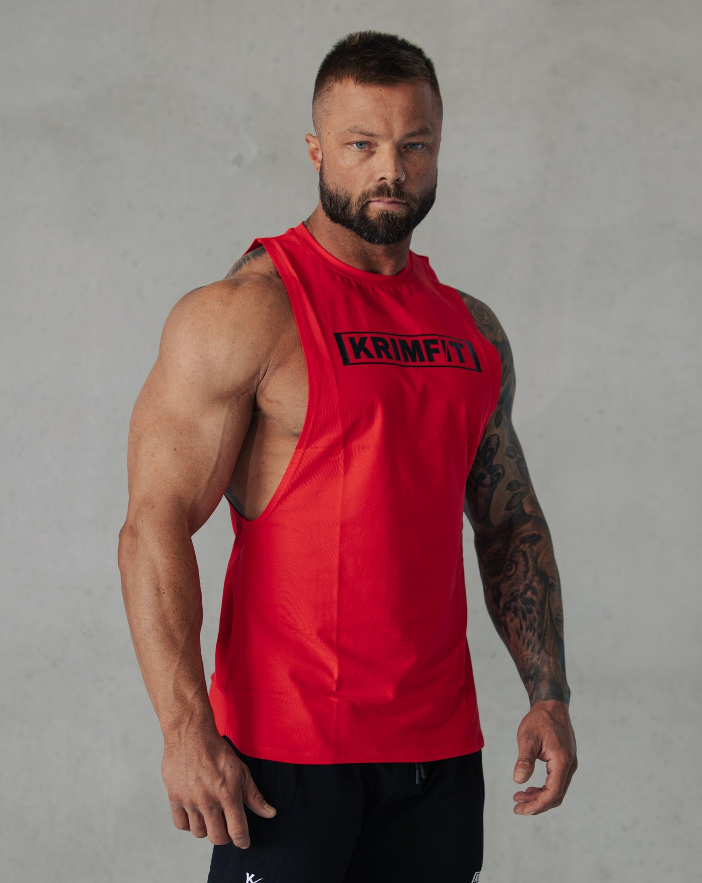 Box Cut Singlet Red/Black