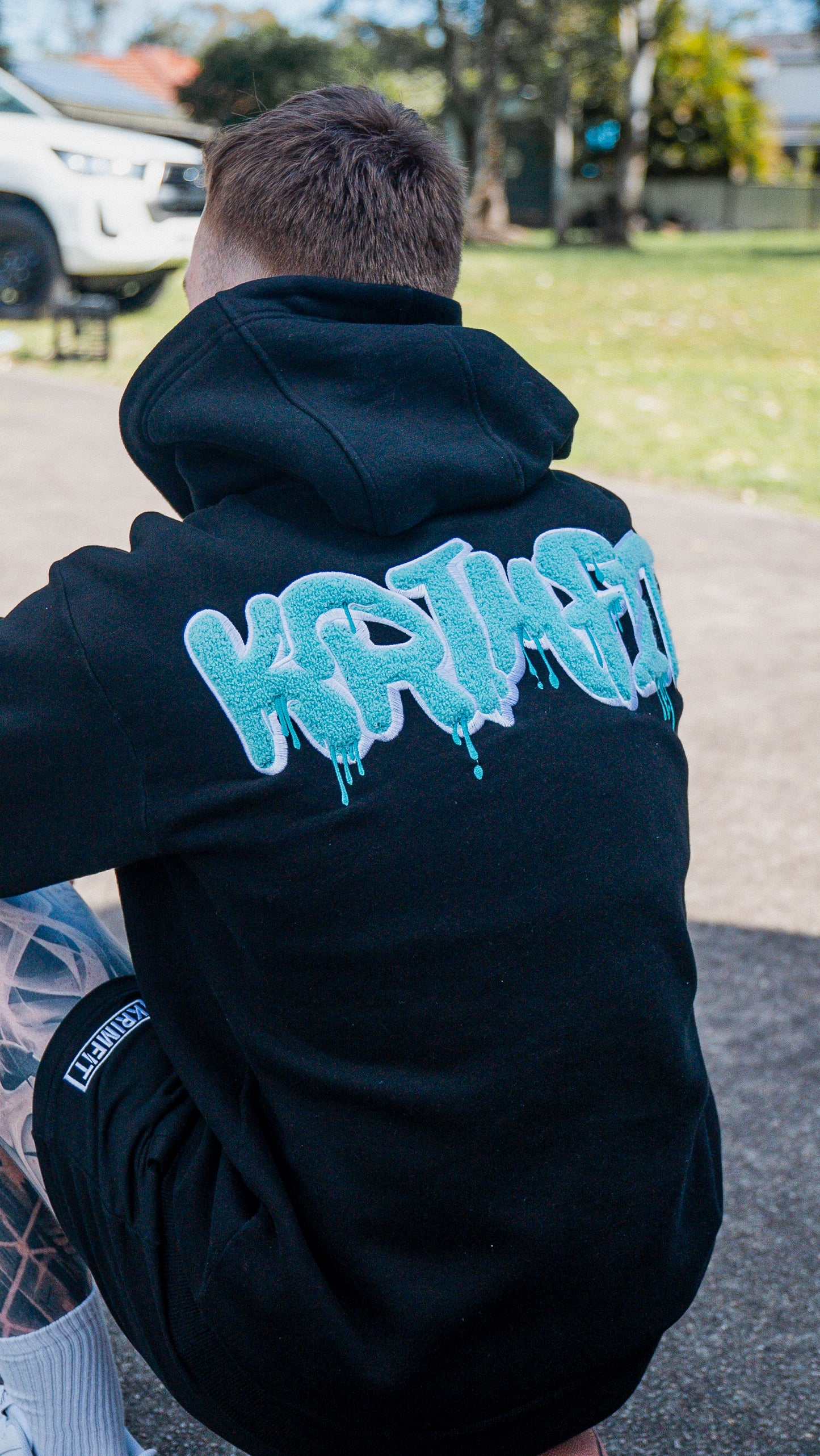 Graffiti Hoodie Black/Aqua